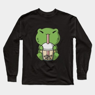 Boba Milk Tea Frog Long Sleeve T-Shirt